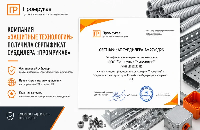 фото Компания «Защитные технологии» получила сертификат субдилера «Промрукав»