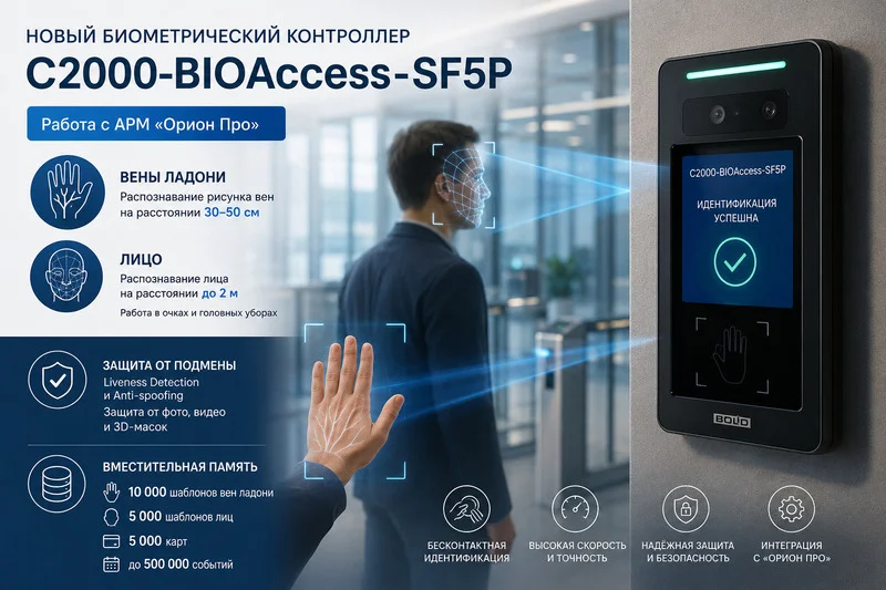 фото Компания «Болид» представляет новый биометрический контроллер С2000-BIOAccess-SF5P