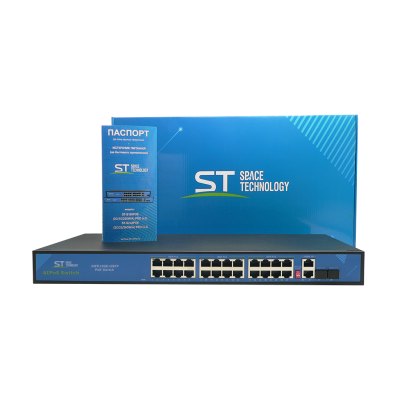 ST-S240POE (2G/2S/300W/А) PRO, (версия 4) , Switch POE 24-х портовый для обеспечения проводных сетей