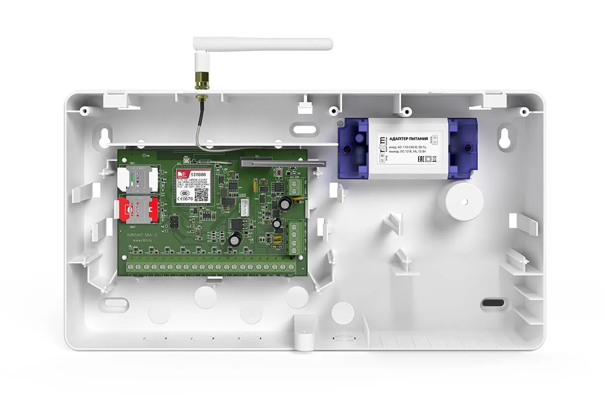 Контакт GSM-5А V2 Охранно пожарная панель в корпусе под АКБ 1,2 Ач с  внешней антенной купить в Ижевске в компании Защитные технологии